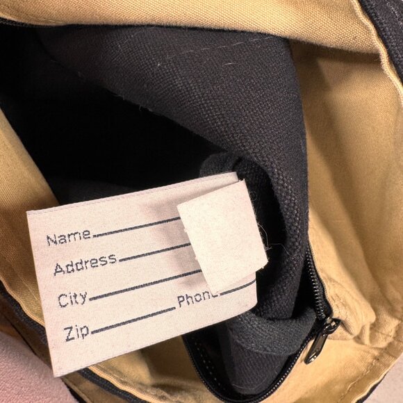 Vintage Lands End Tote Bag Black Canvas Boat Beach Blank Name Tag Key Clip - Picture 7 of 7